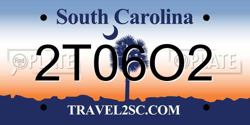 2T06O2 South Carolina License Plate