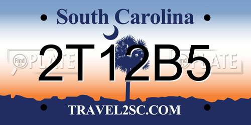 2T12B5 South Carolina License Plate