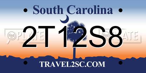 2T12S8 South Carolina License Plate