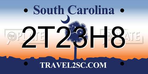 2T23H8 South Carolina License Plate
