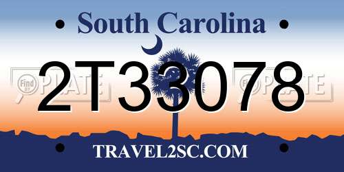 2T33078 South Carolina License Plate
