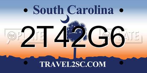 2T42G6 South Carolina License Plate
