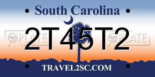 2T45T2 South Carolina License Plate