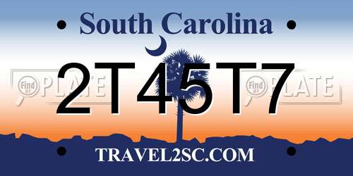 2T45T7 South Carolina License Plate