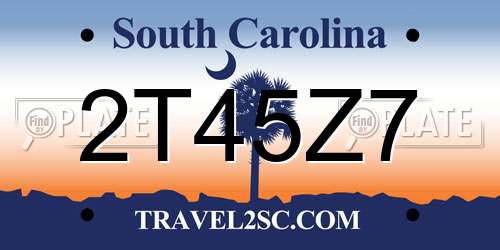 2T45Z7 South Carolina License Plate