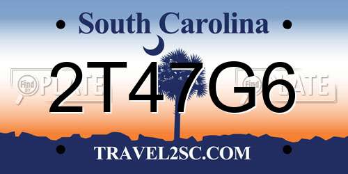2T47G6 South Carolina License Plate