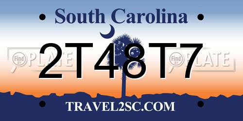 2T48T7 South Carolina License Plate