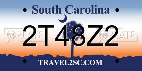 2T48Z2 South Carolina License Plate