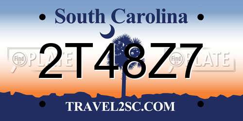 2T48Z7 South Carolina License Plate