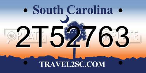 2T52763 South Carolina License Plate