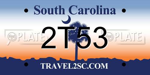 2T53 South Carolina License Plate