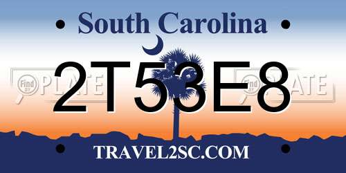 2T53E8 South Carolina License Plate