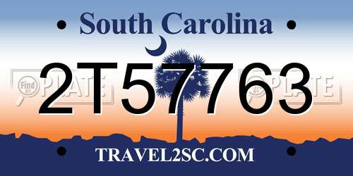 2T57763 South Carolina License Plate