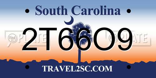 2T66O9 South Carolina License Plate