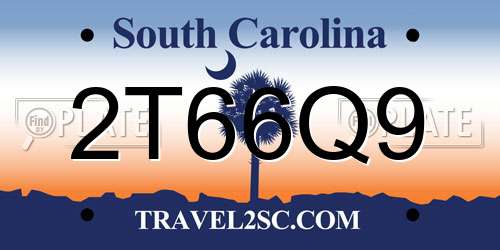 2T66Q9 South Carolina License Plate