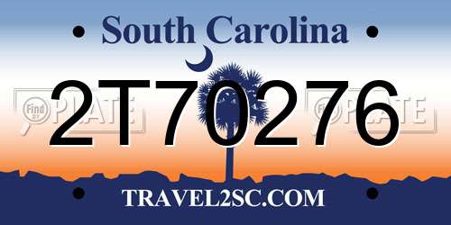 2T70276 South Carolina License Plate