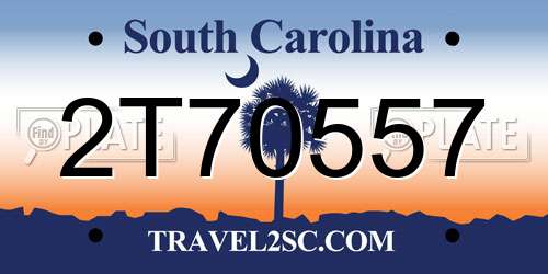2T70557 South Carolina License Plate