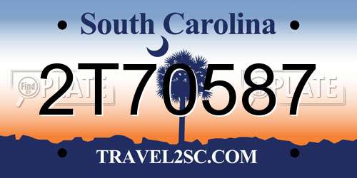 2T70587 South Carolina License Plate