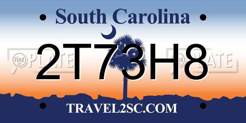 2T73H8 South Carolina License Plate