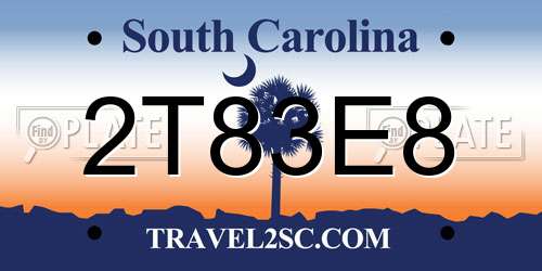 2T83E8 South Carolina License Plate