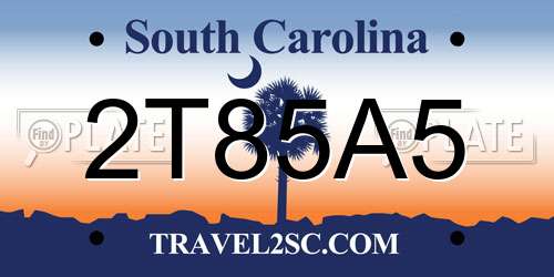 2T85A5 South Carolina License Plate