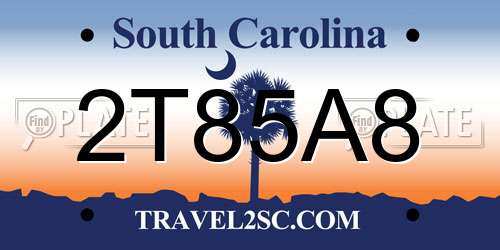 2T85A8 South Carolina License Plate