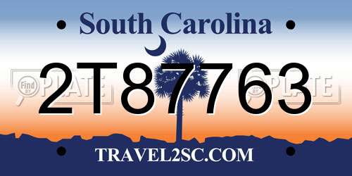 2T87763 South Carolina License Plate