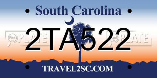 2TA522 South Carolina License Plate