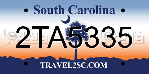 2TA5335 South Carolina License Plate