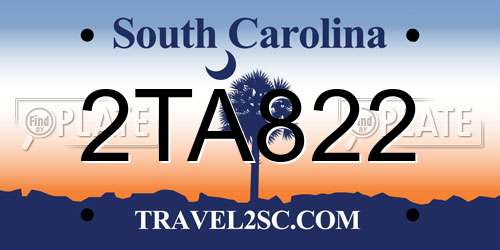 2TA822 South Carolina License Plate