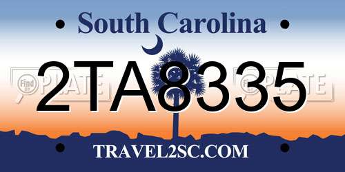 2TA8335 South Carolina License Plate