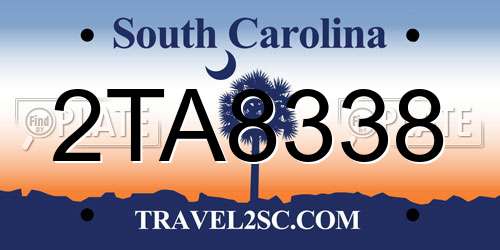 2TA8338 South Carolina License Plate