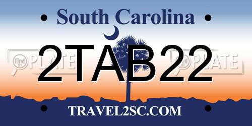2TAB22 South Carolina License Plate
