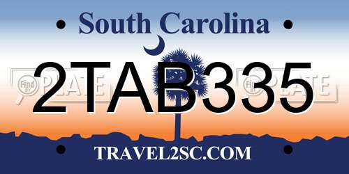 2TAB335 South Carolina License Plate