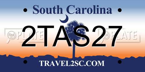 2TAS27 South Carolina License Plate