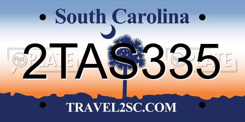 2TAS335 South Carolina License Plate
