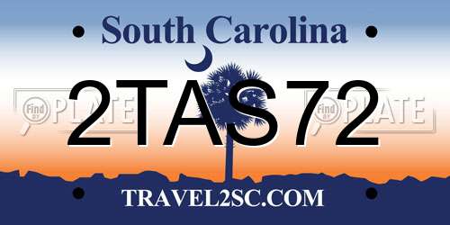 2TAS72 South Carolina License Plate