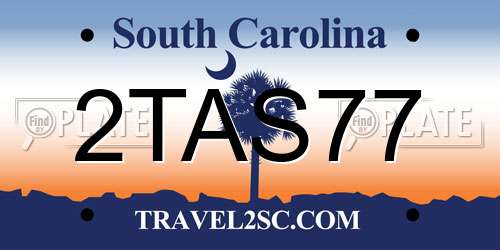2TAS77 South Carolina License Plate
