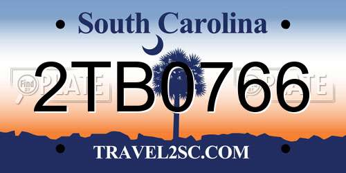 2TB0766 South Carolina License Plate