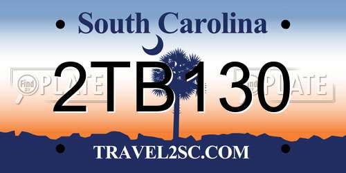 2TB130 South Carolina License Plate