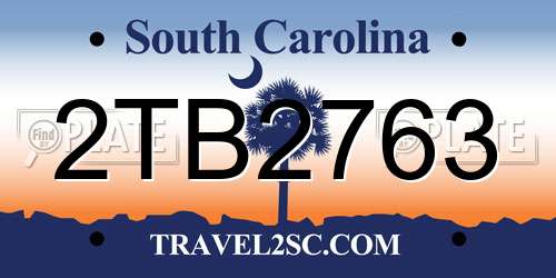 2TB2763 South Carolina License Plate