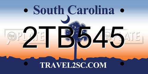 2TB545 South Carolina License Plate