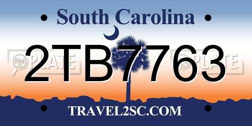 2TB7763 South Carolina License Plate