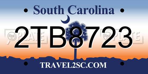 2TB8723 South Carolina License Plate