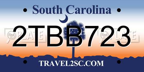 2TBB723 South Carolina License Plate