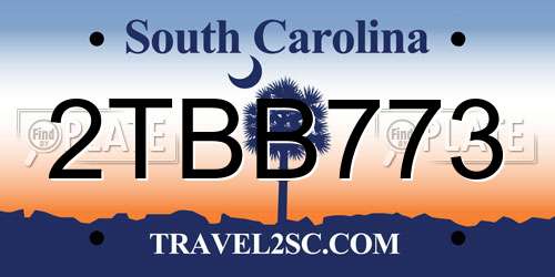 2TBB773 South Carolina License Plate
