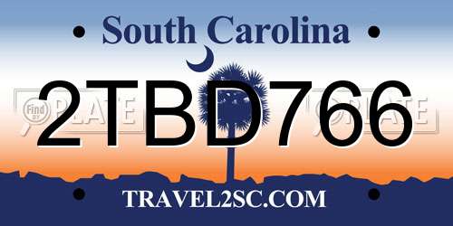 2TBD766 South Carolina License Plate
