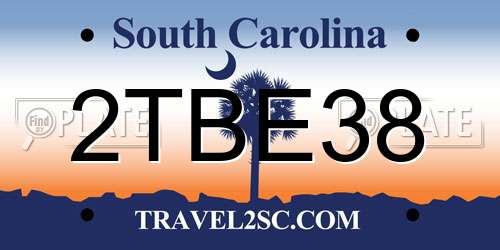 2TBE38 South Carolina License Plate