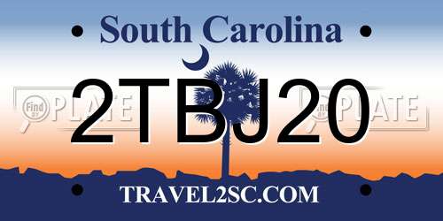 2TBJ20 South Carolina License Plate