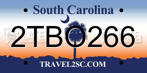 2TBO266 South Carolina License Plate